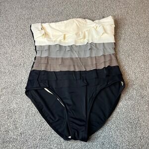 MagicSuit swimsuit womens 16 Black Ruffled Ombre One Piece underwire vacation